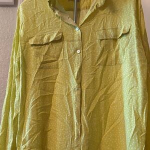 LOFT Lime Green Button-Up Blouse